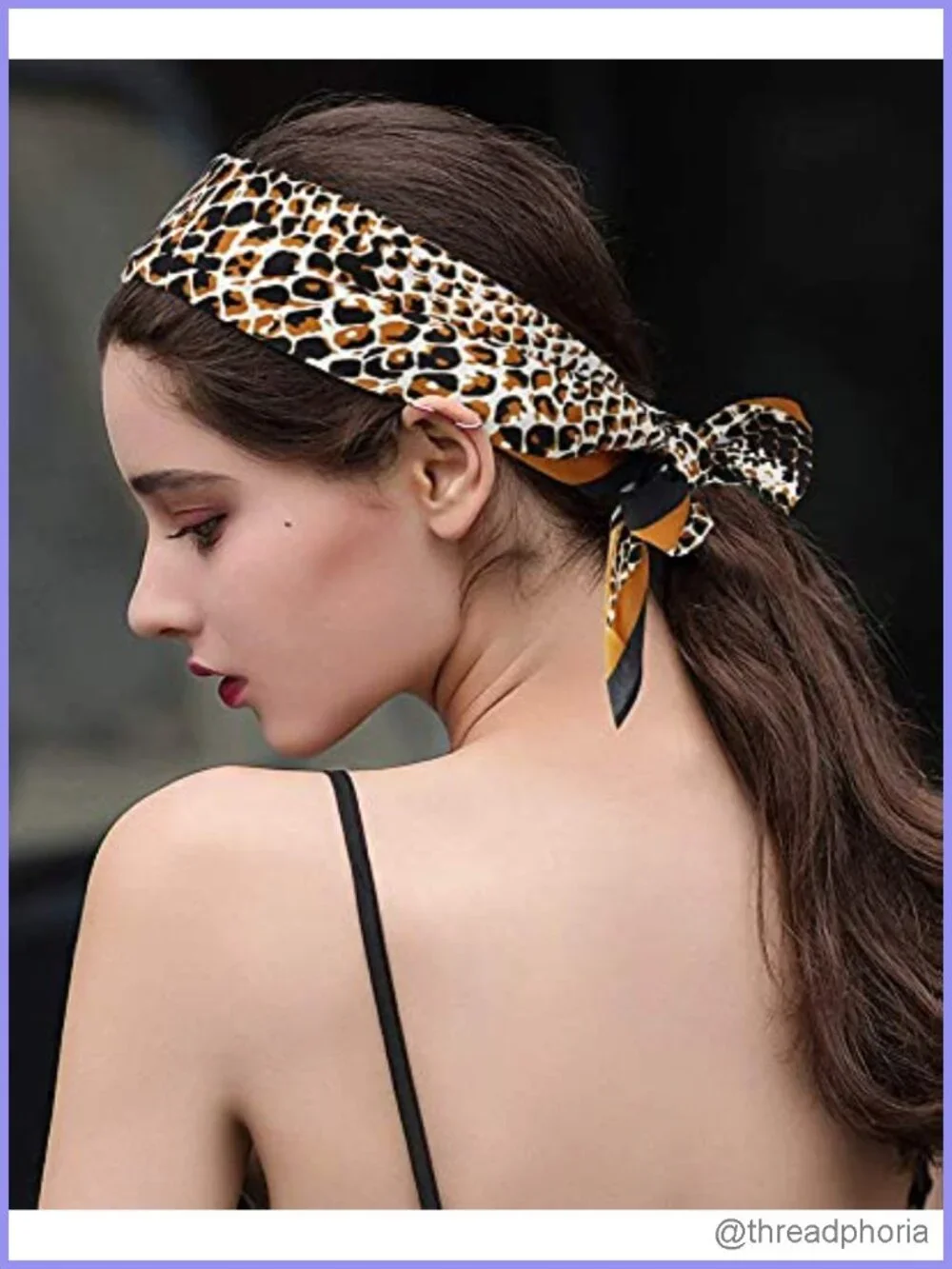 Silk Feel Hair Scarf Animal Print Leopard Neckerchief Women Bag Purse Accessory